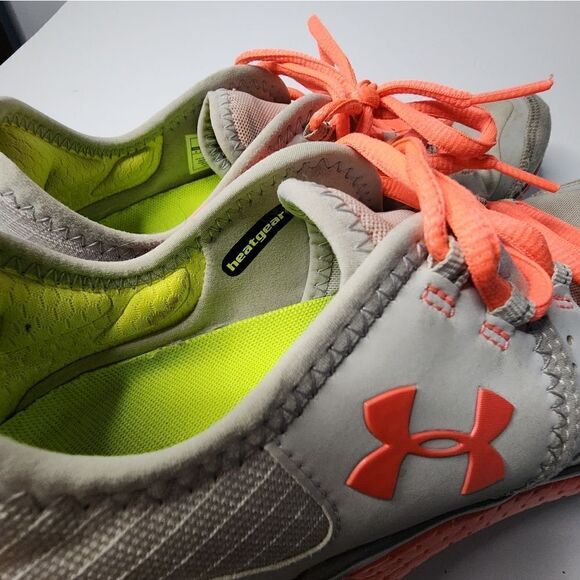 Under Armour Womens Size 9 Running Shoes Gray Orange Athletic Trainer Sneakers - Picture 4 of 5